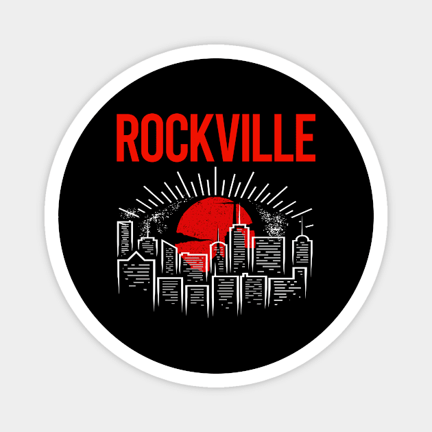 Red Moon Rockwall Magnet by flaskoverhand